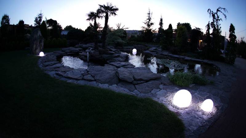 oświetlenie ogrodowe nocą